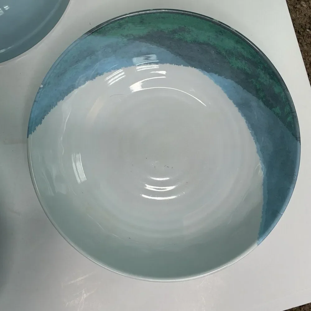 Nautica Watercolors Blue Melamine 5 Pasta/Soup Bowls